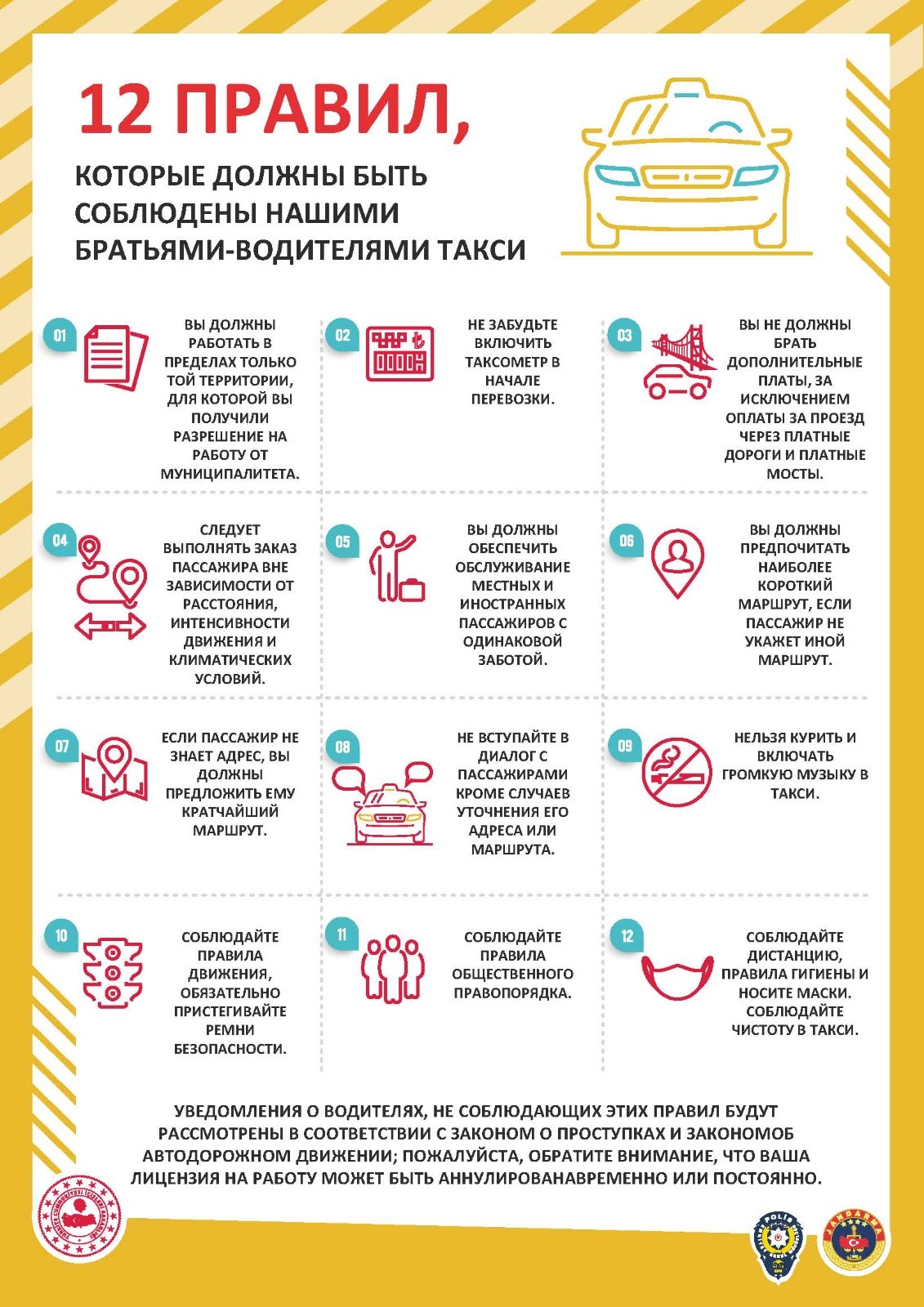 Taksiler İçin 12 Kural