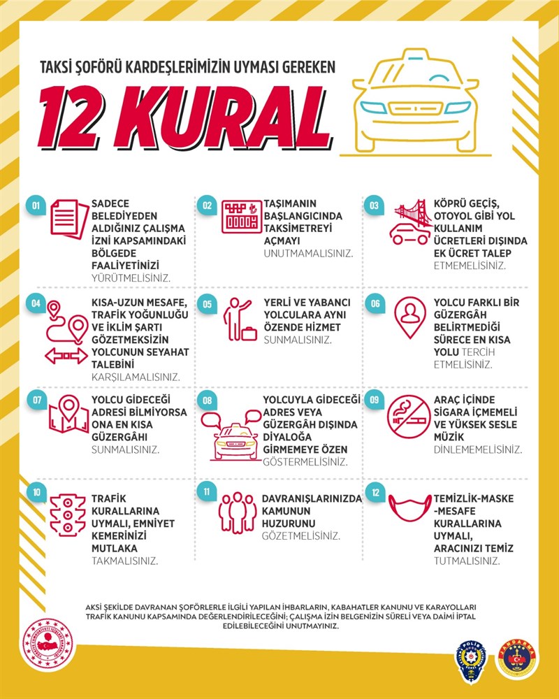 Taksiler İçin 12 Kural